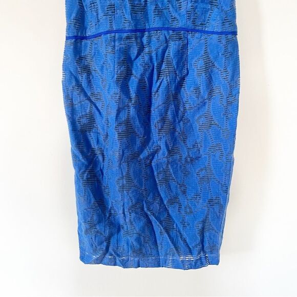 Anne Klein Royal Blue Texture Pattern Cap Sleeve Shift Dress - Picture 6 of 9